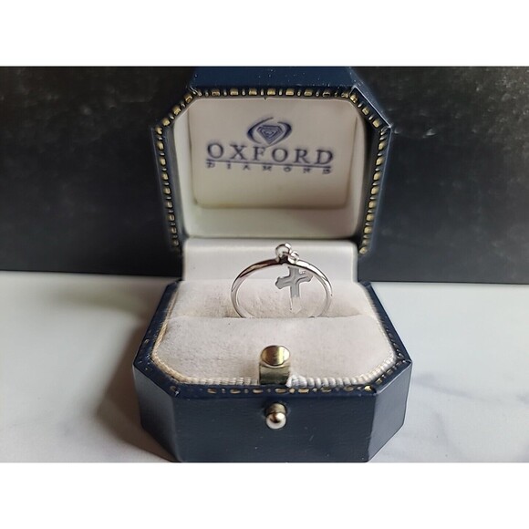 Silver Tone Metal Cross Charm Ring, SIZE US 5.75 - Picture 2 of 10